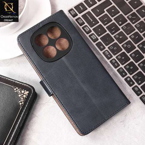 Xiaomi Redmi Note 14 Pro 4G Cover - Blue - Premium Leather Magnetic Flip Book Covers With Card Holding Option