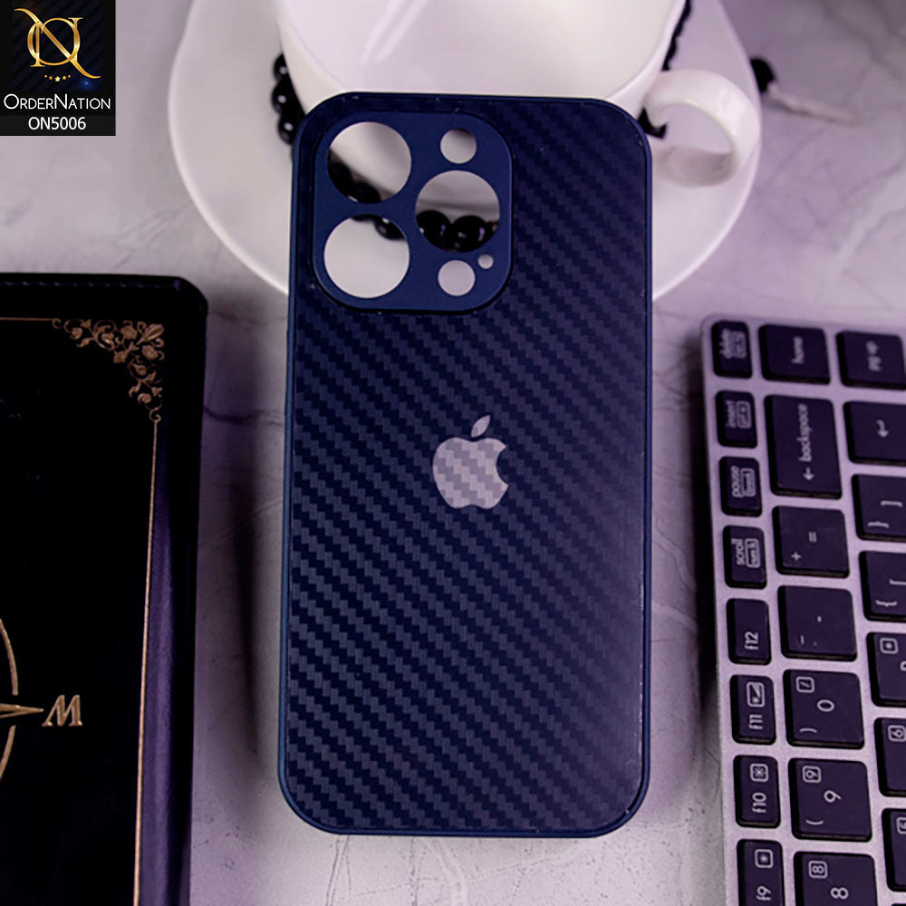 iPhone 15 Pro Cover - Blue -  Carbon Fiber Anti-explosion Camera Protection Cover