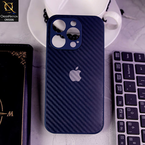 iPhone 15 Pro Max Cover - Blue -  Carbon Fiber Anti-explosion Camera Protection Cover