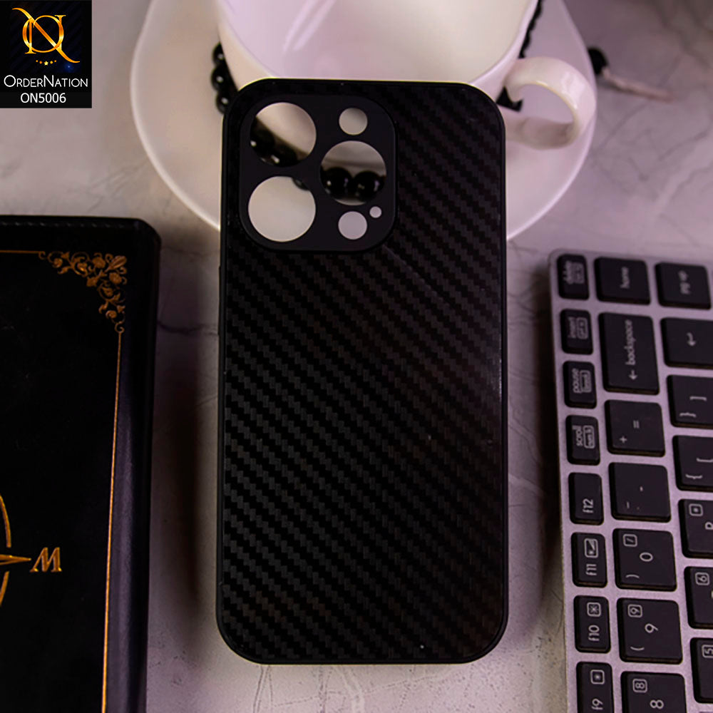 iPhone 15 Pro Max Cover - Black -  Carbon Fiber Anti-explosion Camera Protection Cover