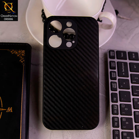 iPhone 15 Pro Cover - Black -  Carbon Fiber Anti-explosion Camera Protection Cover