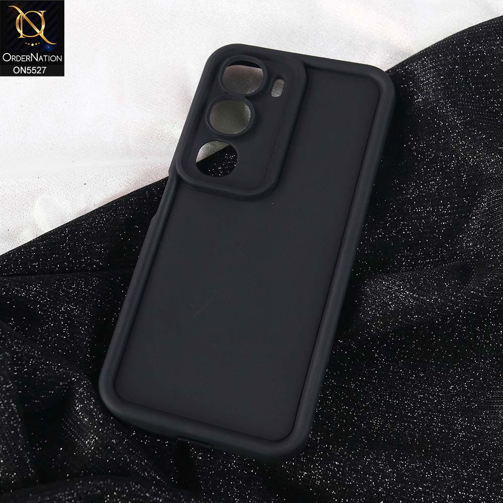 Vivo Y400 Cover - Black -  Soft Silicone Case With Round Bumper Matte TPU Shockproof Cover