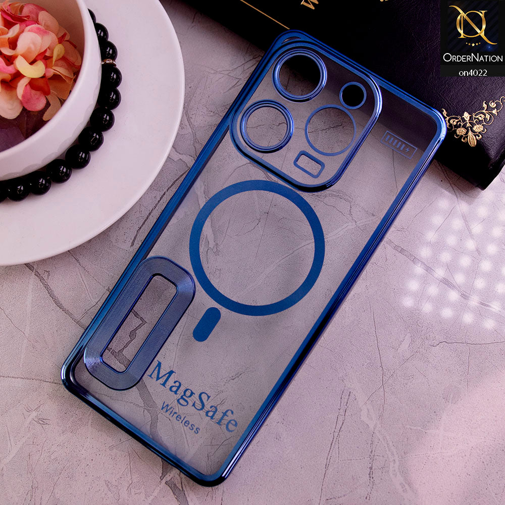 Tecno Spark 10 Pro Cover  -  Blue -  Electroplated Shiny Borders Soft Silicone Camera Protection Clear Case