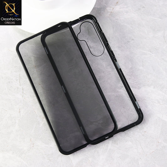 Samsung Galaxy S24 FE Cover - Black - Luxury HQ Privacy Magnetic Matel Frame Dual Side Tempered Glass Case