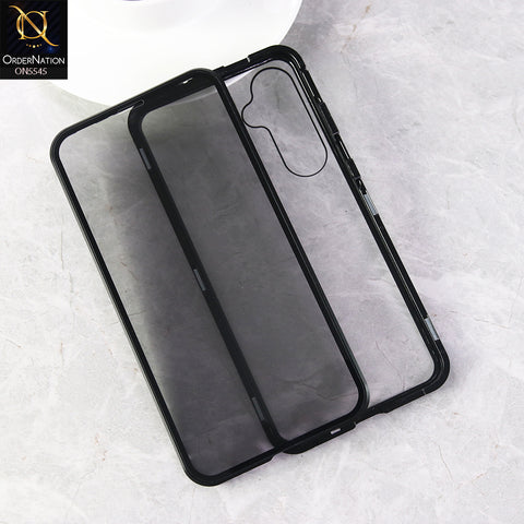 Samsung Galaxy S24 FE Cover - Black - Luxury HQ Privacy Magnetic Matel Frame Dual Side Tempered Glass Case