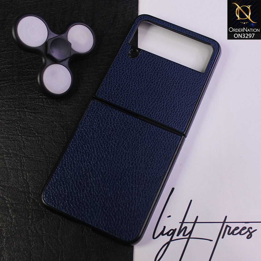 Samsung Galaxy Z Flip 4 5G Cover - Blue - Luxury PU Leather Texture Hard Case
