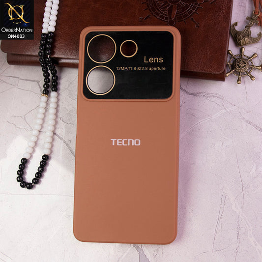 Tecno Camon 20 - Brown- Glass Lense Ultra Camera Protection Soft Silicon Case