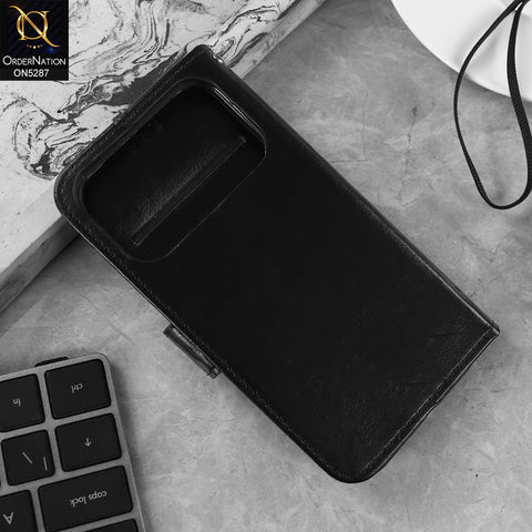 iPhone 17 Pro Cover - Black - Premium PU Leather Magnetic Flip Book Card Slots Wallet Soft Case