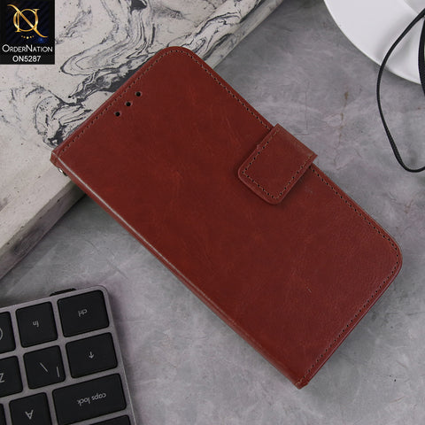 iPhone 17 Pro Cover - Brown - Premium PU Leather Magnetic Flip Book Card Slots Wallet Soft