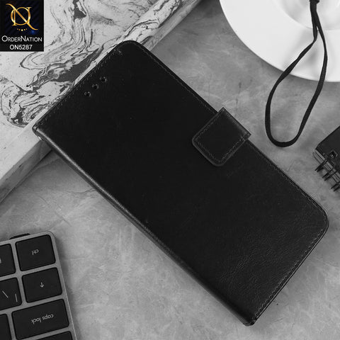 Infinix Smart 10 Plus Cover - Black - Premium PU Leather Magnetic Flip Book Card Slots Wallet Soft Case