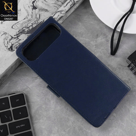 Infinix Smart 10 Plus Cover - Blue - Premium PU Leather Magnetic Flip Book Card Slots Wallet Soft Case