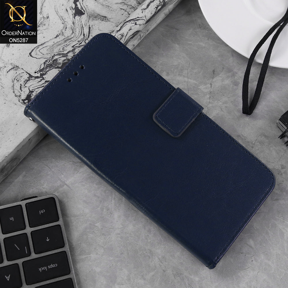 Infinix Smart 10 Plus Cover - Blue - Premium PU Leather Magnetic Flip Book Card Slots Wallet Soft Case