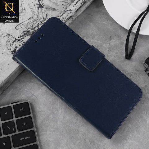 Infinix Smart 10 Plus Cover - Blue - Premium PU Leather Magnetic Flip Book Card Slots Wallet Soft Case