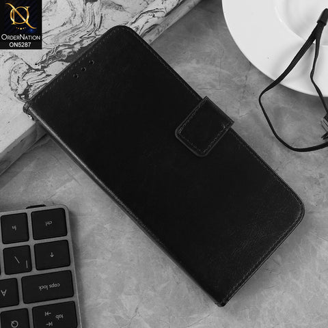 Samsung Galaxy A30s Cover - Black -  Premium PU Leather Magnetic Flip Book Card Slots Wallet Soft Case