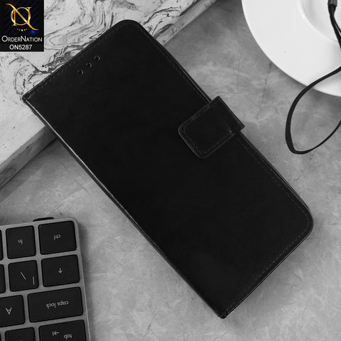 Samsung Galaxy A21s Cover - Black -  Premium PU Leather Magnetic Flip Book Card Slots Wallet Soft Case