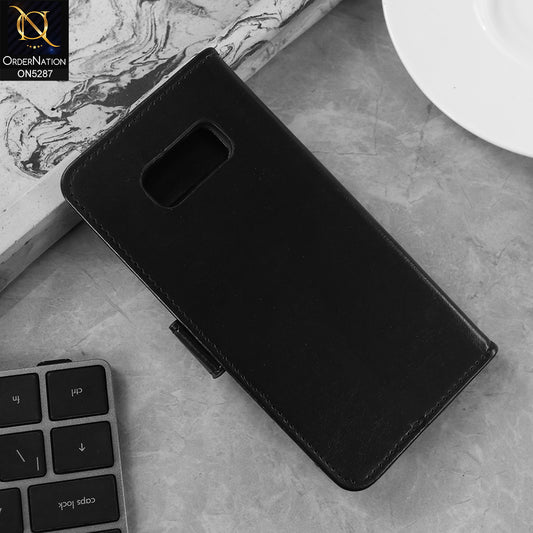 Samsung Galaxy S8 Cover - Black - Premium PU Leather Magnetic Flip Book Card Slots Wallet Soft Case