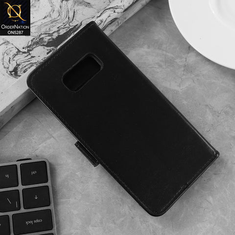 Samsung Galaxy S8 Cover - Black - Premium PU Leather Magnetic Flip Book Card Slots Wallet Soft Case