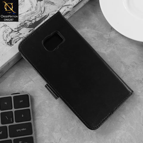 Samsung Galaxy S7 Edge Cover - Black - Premium PU Leather Magnetic Flip Book Card Slots Wallet Soft Case