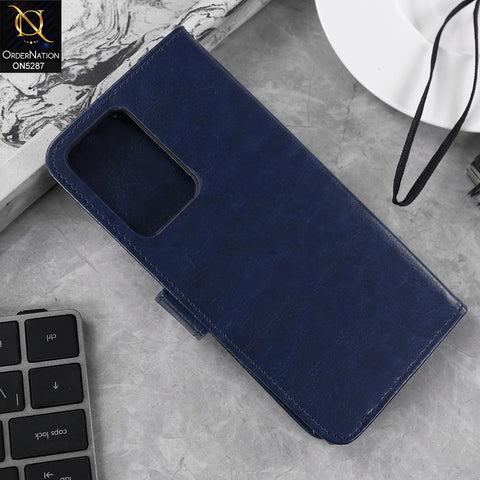 Samsung Galaxy Note 20 Ultra Cover - Blue - Premium PU Leather Magnetic Flip Book Card Slots Wallet Soft Case