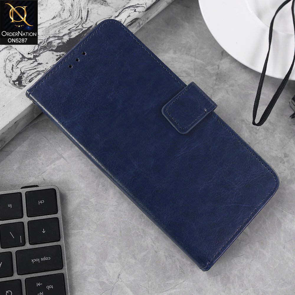 Samsung Galaxy Note 20 Ultra Cover - Blue - Premium PU Leather Magnetic Flip Book Card Slots Wallet Soft Case