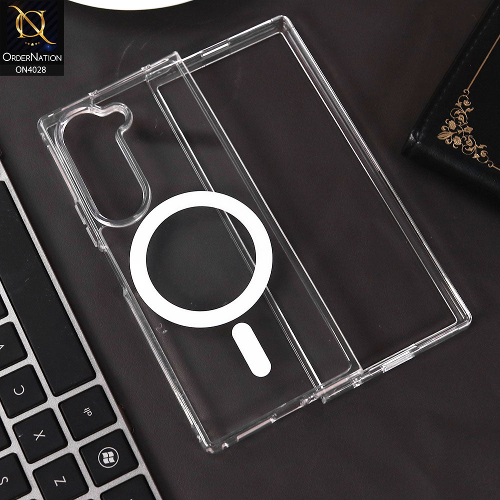 Samsung Galaxy Z Fold 6 5G Cover - Transparent - New Clear Back Soft Borders MagSafe Case With Camera Bumper Protection