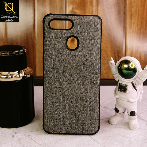 Oppo A7 Cover - Black - New Fabric Soft Silicone Logo Case