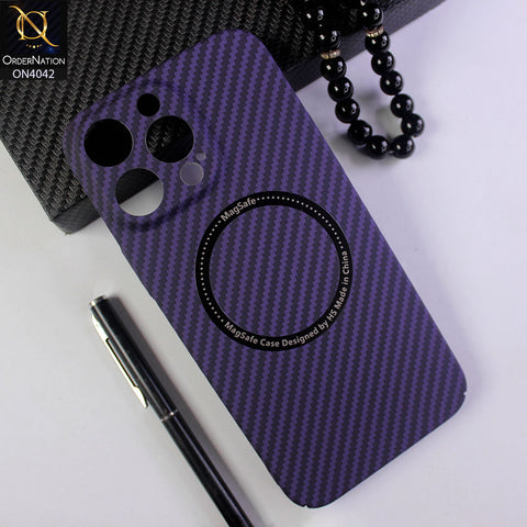 iPhone 14 Pro Max Cover - Purple-  New Carbon Fiber Magsafe Soft Case With Camera Protection