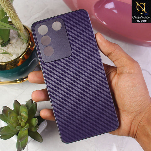 Vivo V27e Cover - Purple- New Carbon Fiber Soft Case With Camera Protection