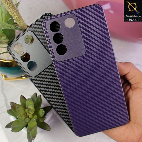 Vivo V27e Cover - Black- New Carbon Fiber Soft Case With Camera Protection