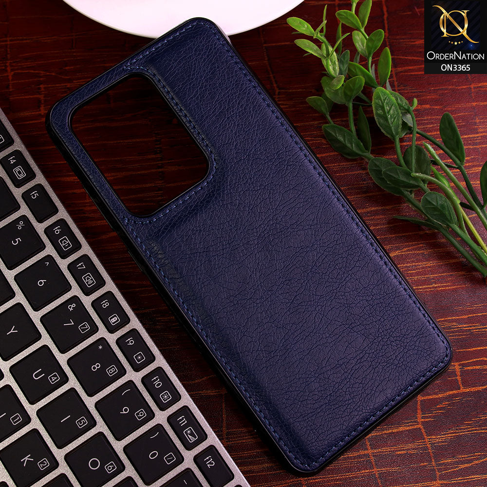 Samsung Galaxy S20 Ultra Cover - Blue - Vintage Luxury Business Style TPU Leather Stitching Logo Hole Soft Case