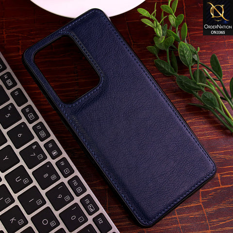Samsung Galaxy S20 Ultra Cover - Blue - Vintage Luxury Business Style TPU Leather Stitching Logo Hole Soft Case