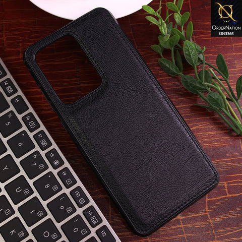 Samsung Galaxy S20 Ultra Cover - Black - Vintage Luxury Business Style TPU Leather Stitching Logo Hole Soft Case