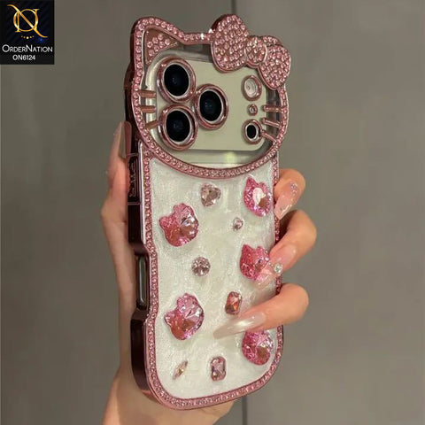 iPhone 17 Pro Max Cover - Pink - Premium Sparkling Crystal Rhinestone Cute Bow Design with Pearl and Glitter Back phone case