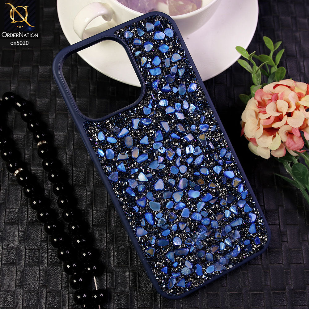 iPhone 15 Pro Max Cover - Blue - Mobile Case Compatible with Glitter Type Shining Stone Looking Luxurious Stylish Cover