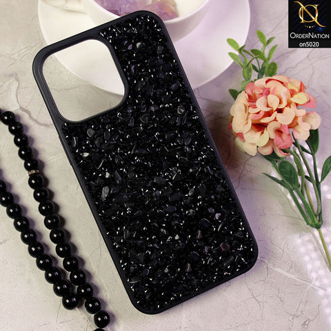 iPhone 15 Pro Max Cover - Black - Mobile Case Compatible with Glitter Type Shining Stone Looking Luxurious Stylish Cover
