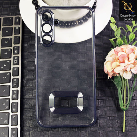 Samsung Galaxy A54 Cover - Blue - Electroplating Borders Logo Hole Camera Lens Protection Soft Silicone Case