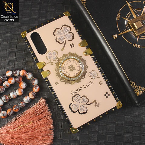 Vivo S1 Cover - Golden - Square Bling Diamond Glitter Soft TPU Trunk Case with Ring Holder