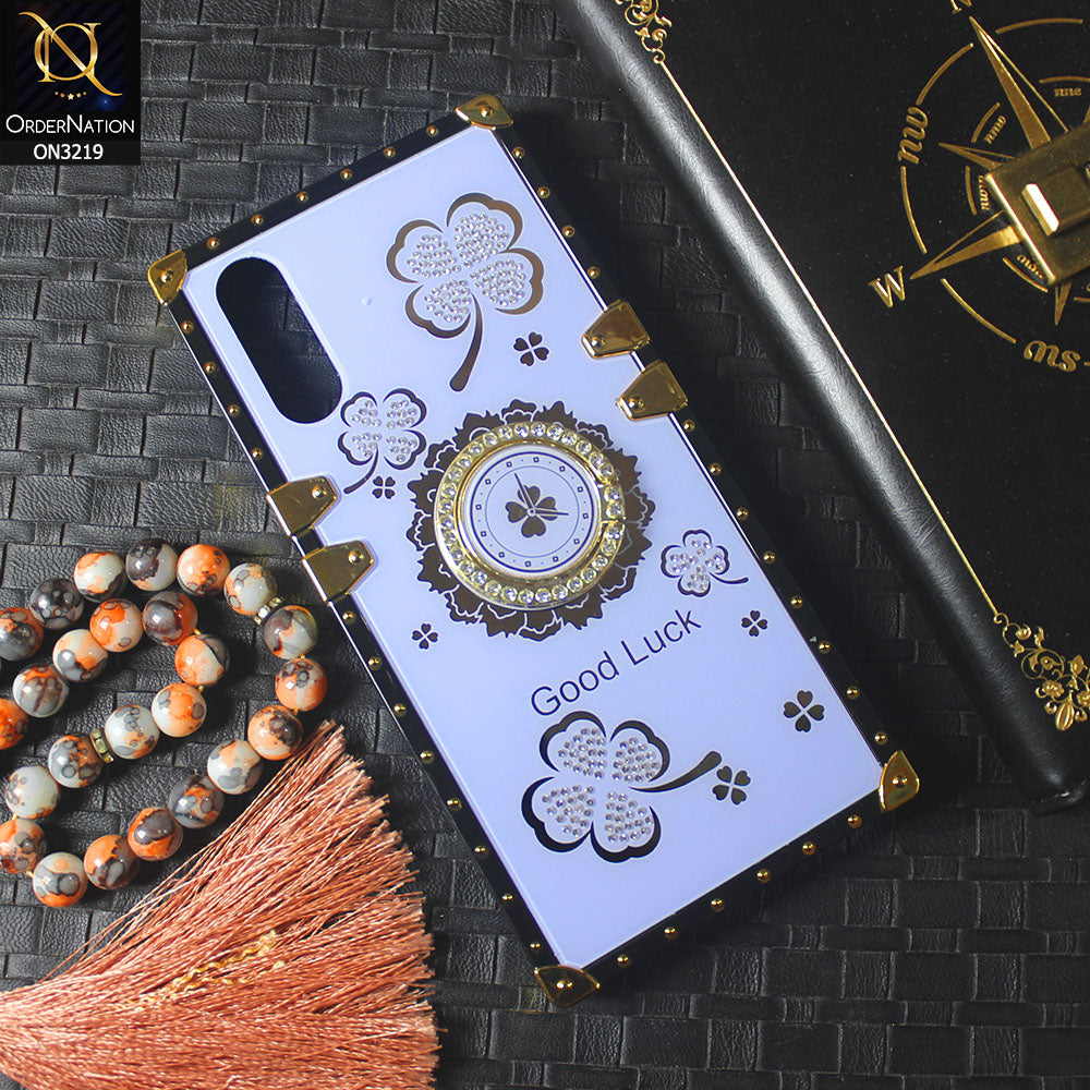 Vivo S1 Cover - Light Purple - Square Bling Diamond Glitter Soft TPU Trunk Case with Ring Holder