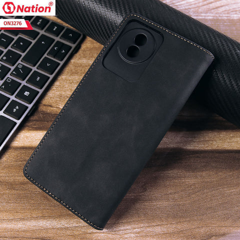 Vivo Y02 Cover - Black - ONation Business Flip Series - Premium Magnetic Leather Wallet Flip book Card Slots Soft Case