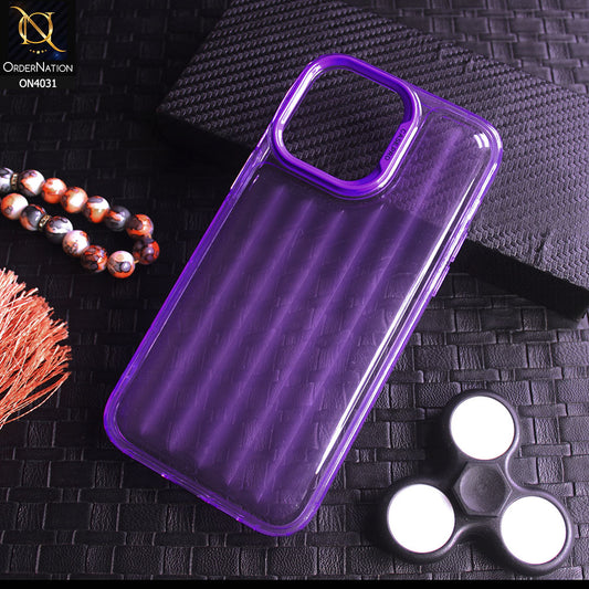 iPhone 15 Pro Max Cover - Purple - New Soft Silicon Wavy Lines Camera Bumper Protection Premium Case