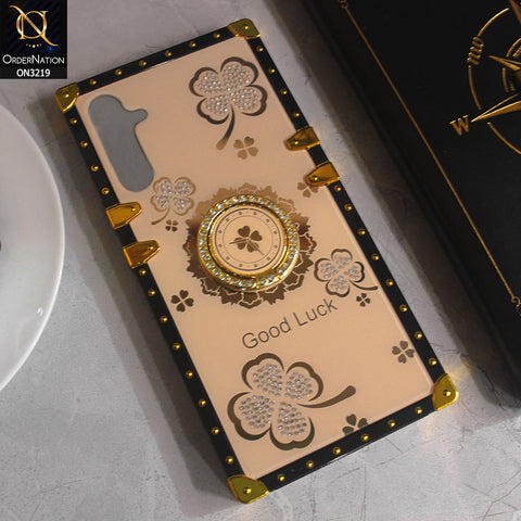 Samsung Galaxy A34 5G Cover - Golden - Square Bling Diamond Glitter Soft TPU Trunk Case with Ring Holder