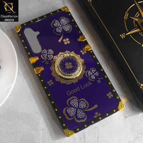Samsung Galaxy A34 5G Cover - Dark Blue - Square Bling Diamond Glitter Soft TPU Trunk Case with Ring Holder