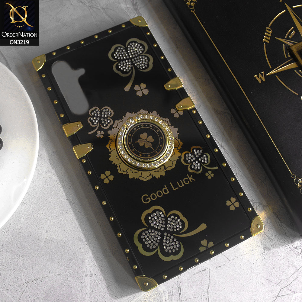 Samsung Galaxy A34 5G Cover - Black - Square Bling Diamond Glitter Soft TPU Trunk Case with Ring Holder