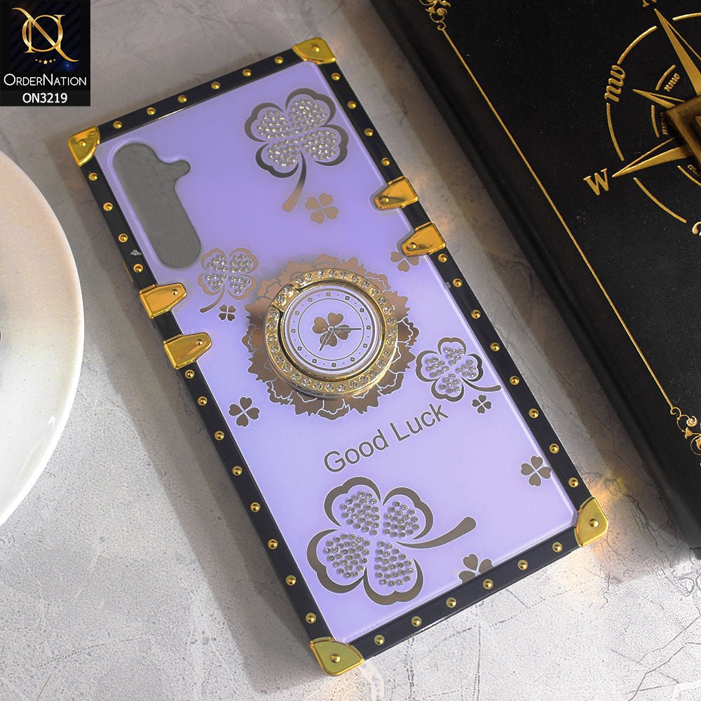 Samsung Galaxy A34 5G Cover - Light Purple - Square Bling Diamond Glitter Soft TPU Trunk Case with Ring Holder