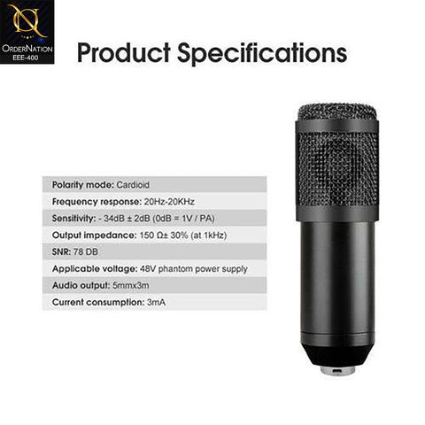 Professional Condenser Microphone V10 with Live Sound Card | Studio Quality Vocal Recording Microphone
