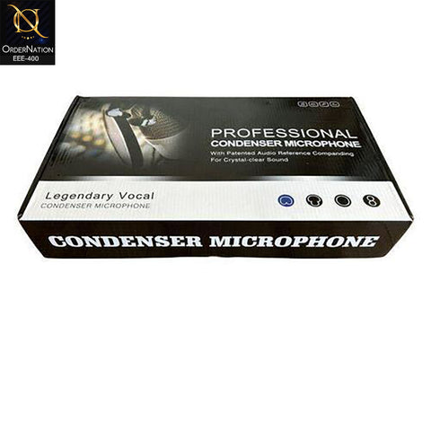Professional Condenser Microphone V10 with Live Sound Card | Studio Quality Vocal Recording Microphone