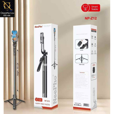 NeePho NP-Z12 / NP-Z12S 183cm Aluminum Selfie Stick Tripod – Ultra Tall Stable Adjustable Phone Stand with Detachable Bluetooth Remote for Vlogging, Live Broadcast, TikTok & Group Photos