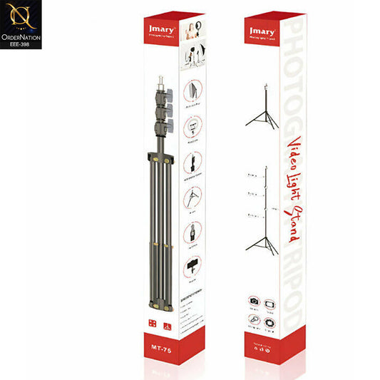 Jmary MT-75 Professional Photography Video Light Stand Tripod – 80-210cm Adjustable Heavy Duty Studio Stand with 1/4" Screw Thread for Ring Lights, Softboxes, Cameras & Smartphones