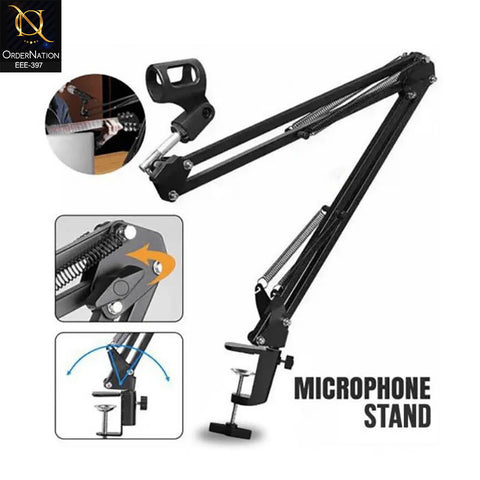 Professional Adjustable Microphone Stand - Heavy Duty Suspension Boom Scissor Arm with Desk Clamp for Podcasting, Streaming, Studio Recording, Interviews & Music