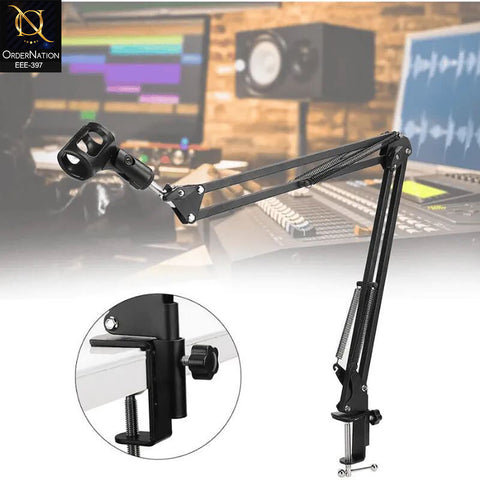 Professional Adjustable Microphone Stand - Heavy Duty Suspension Boom Scissor Arm with Desk Clamp for Podcasting, Streaming, Studio Recording, Interviews & Music